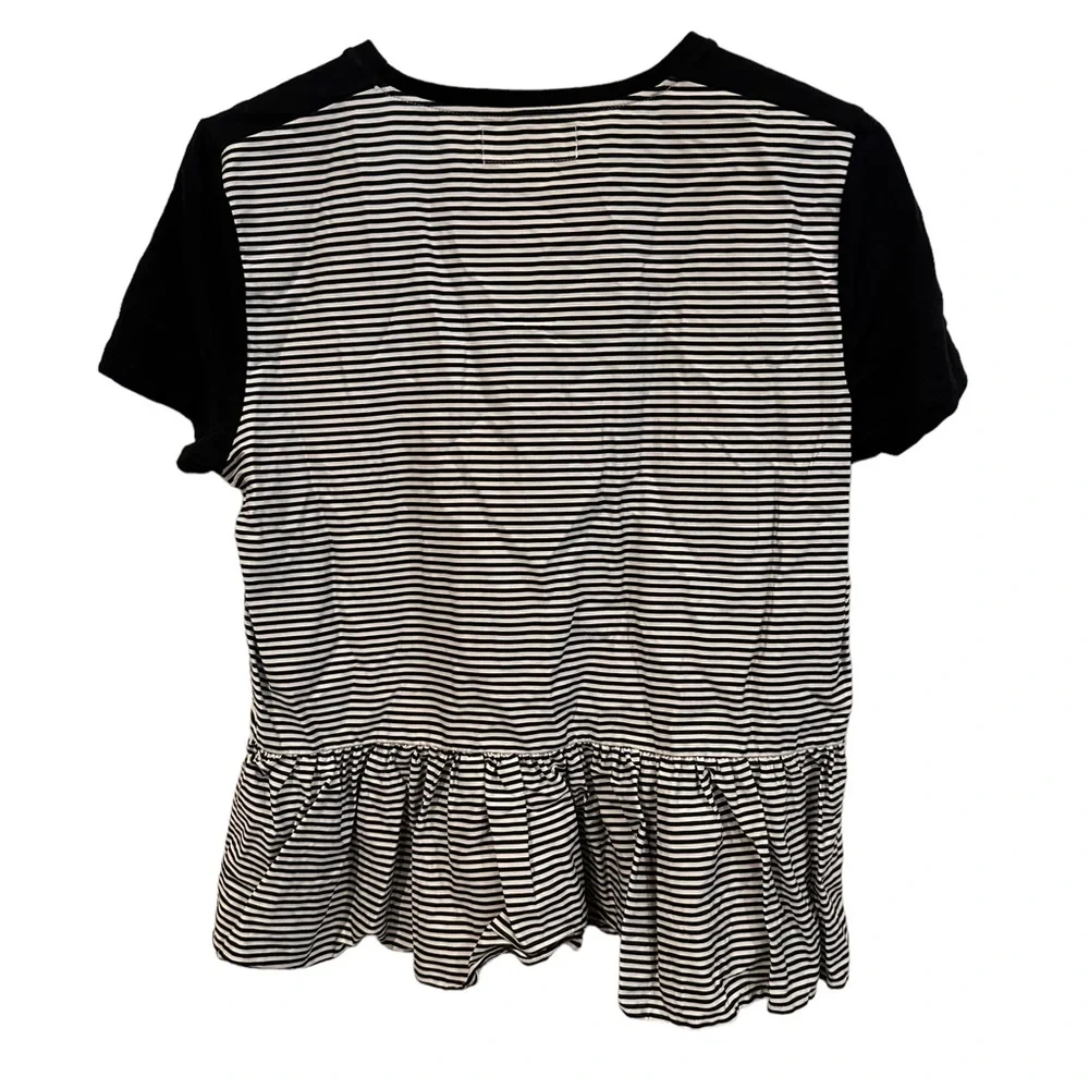 Kate‎ Spade Women’s M Broome Street Black and White Striped Short Sleeve Top